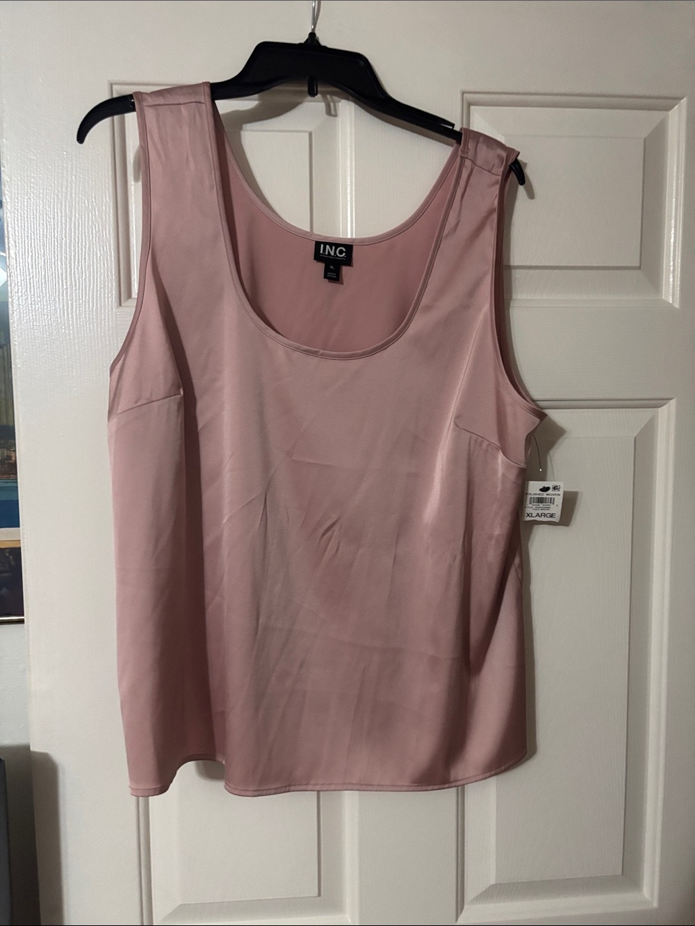 INC International Concepts Blush Pink Satin Scoop Neck Tank NWT size XL
